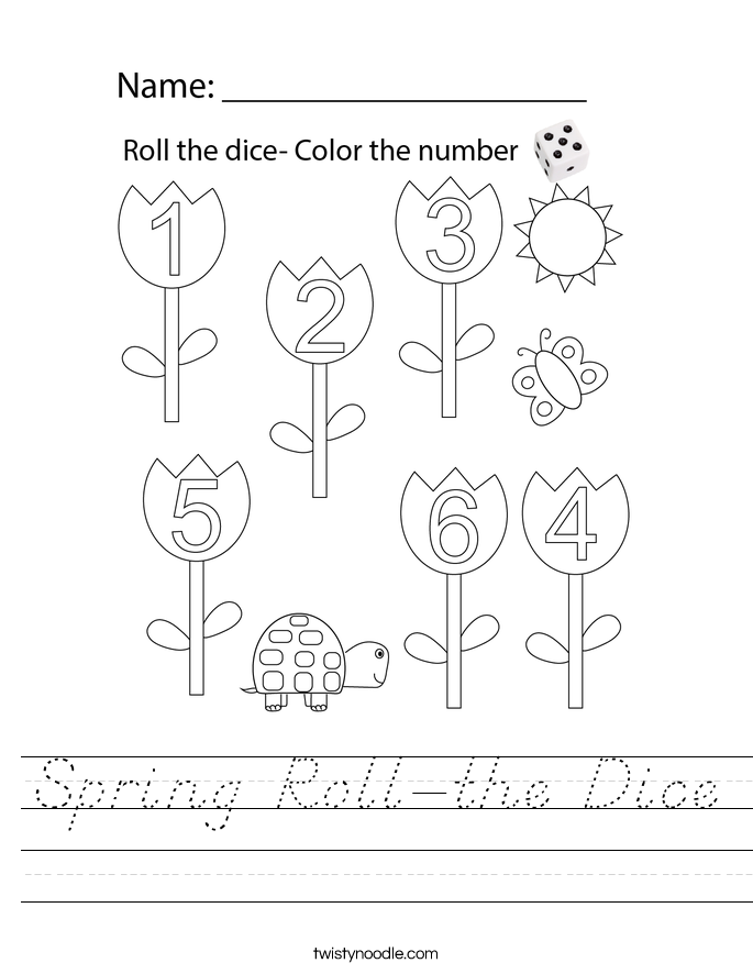 Spring Roll-the Dice Worksheet