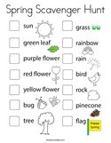 Spring Scavenger Hunt Coloring Page