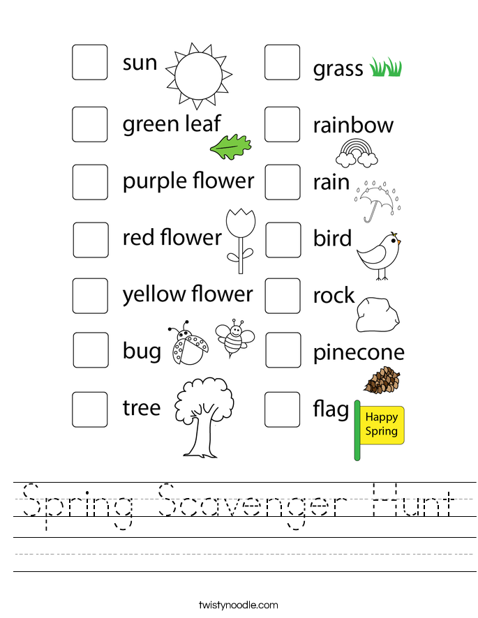 Spring Scavenger Hunt Worksheet