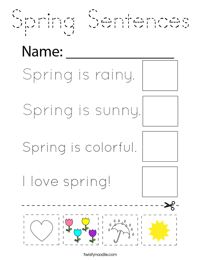 Spring Sentences Coloring Page
