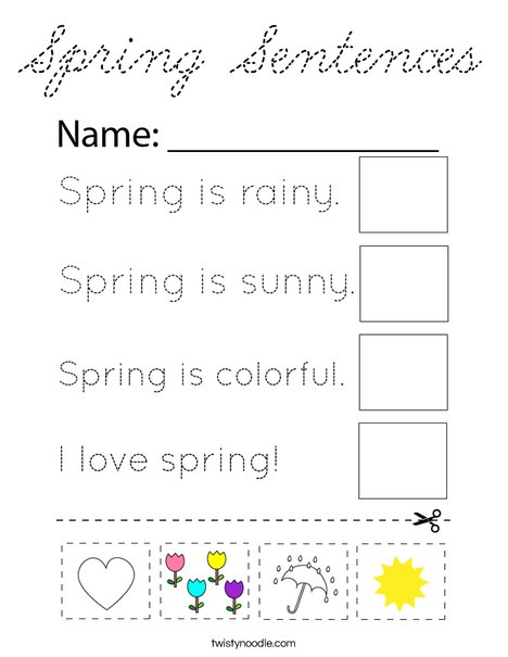 Spring Sentences Coloring Page