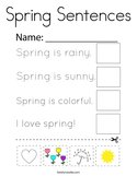 Spring Sentences Coloring Page