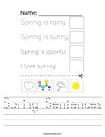 Spring Sentences Worksheet