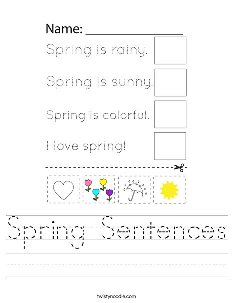 Spring Sentences Worksheet