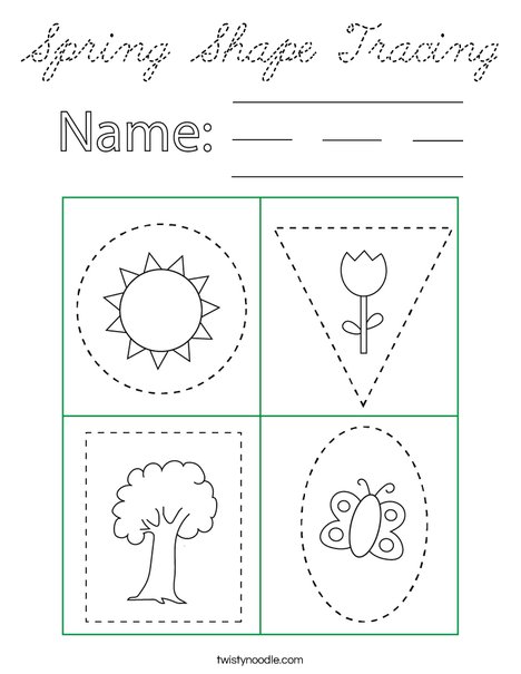 Spring Shape Tracing Coloring Page