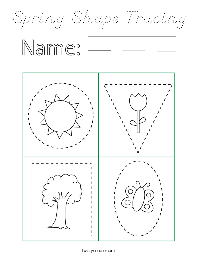 Spring Shape Tracing Coloring Page