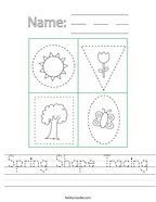 Spring Shape Tracing Handwriting Sheet