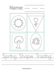 Spring Shape Tracing Handwriting Sheet