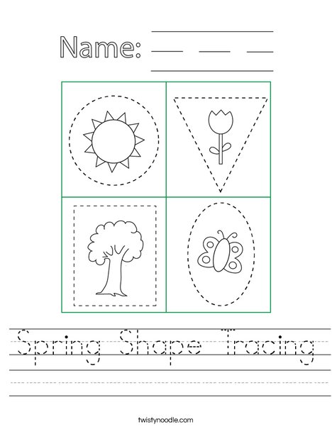 Spring Shape Tracing Worksheet