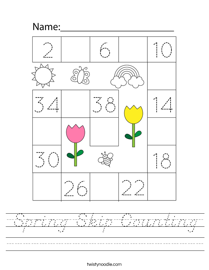 Spring Skip Counting Worksheet