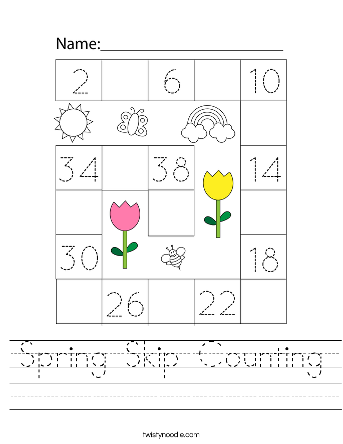 Spring Skip Counting Worksheet