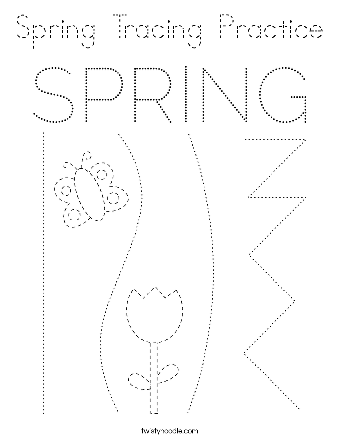 Spring Tracing Practice Coloring Page