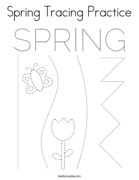Spring Tracing Practice Coloring Page