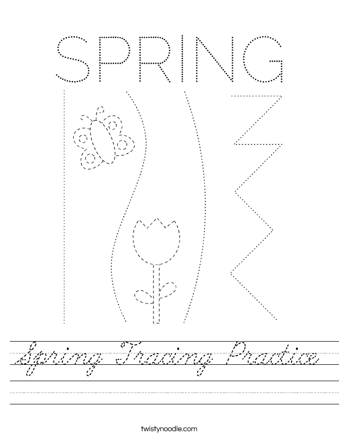 Spring Tracing Practice Worksheet