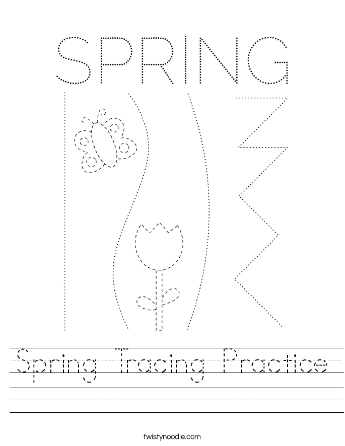 Spring Tracing Practice Worksheet