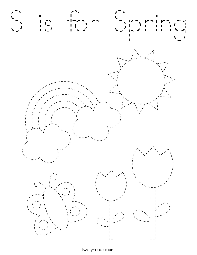 S is for Spring Coloring Page