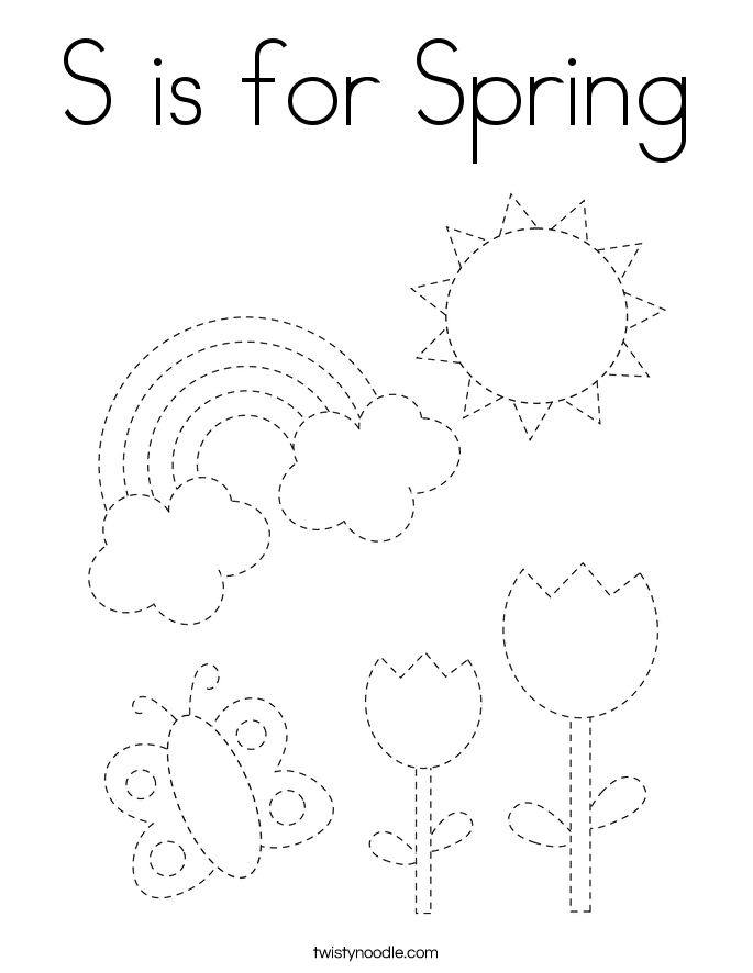 S is for Spring Coloring Page