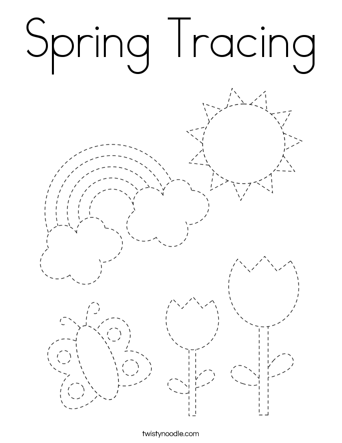 spring tracing coloring page twisty noodle
