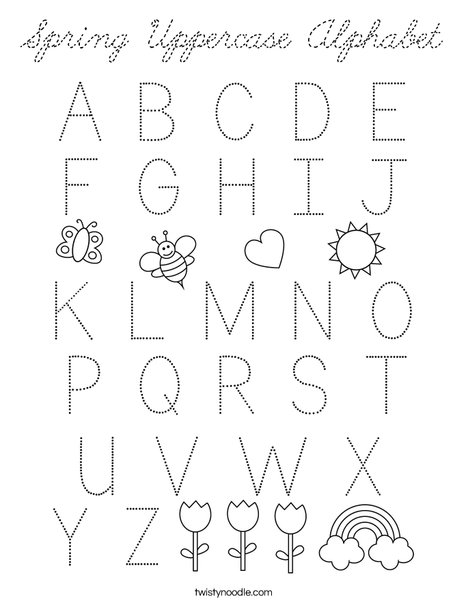 Spring Uppercase Alphabet Coloring Page - Cursive - Twisty ...