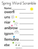 Spring Word Scramble Coloring Page