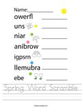 Spring Word Scramble Worksheet