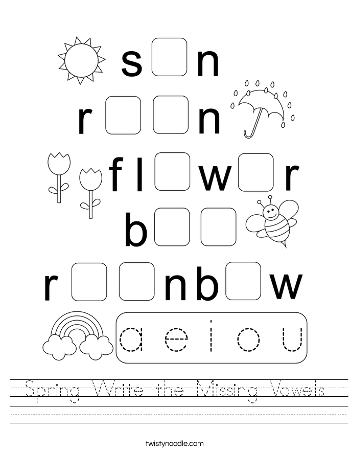 Spring Write the Missing Vowels Worksheet