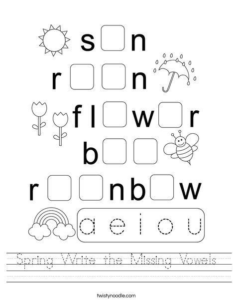 Spring Write the Missing Vowels Worksheet