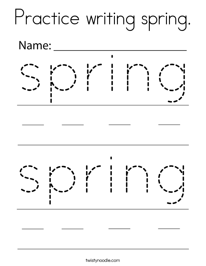 Practice writing spring. Coloring Page