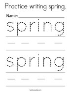 Practice writing spring Coloring Page