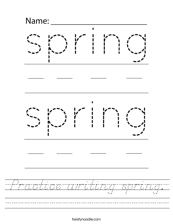 Practice writing spring. Worksheet