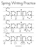 Spring Writing Practice Coloring Page
