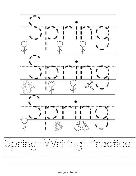 spring writing practice worksheet twisty noodle