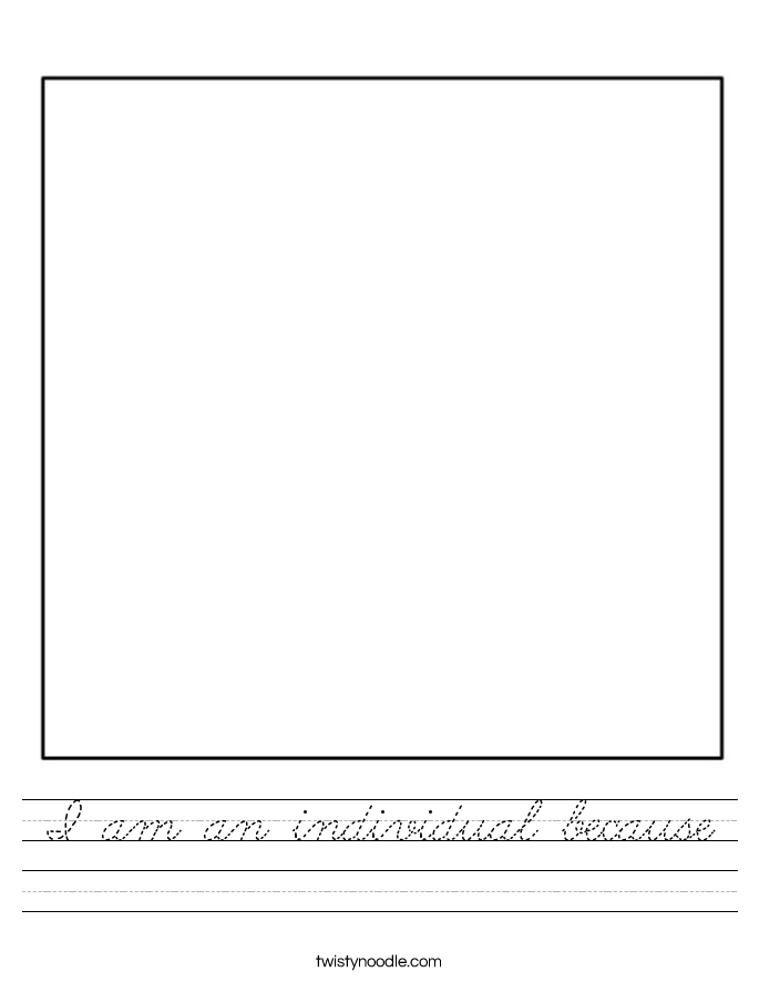 I am an individual because Worksheet