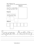 Square Activity Handwriting Sheet