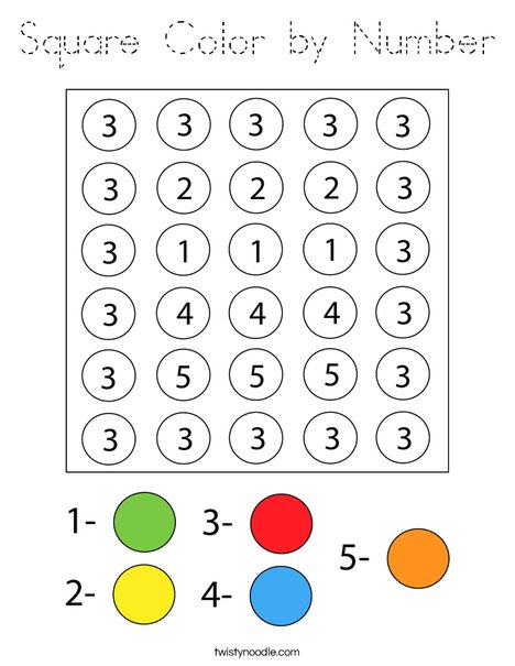 Square Color by Number Coloring Page