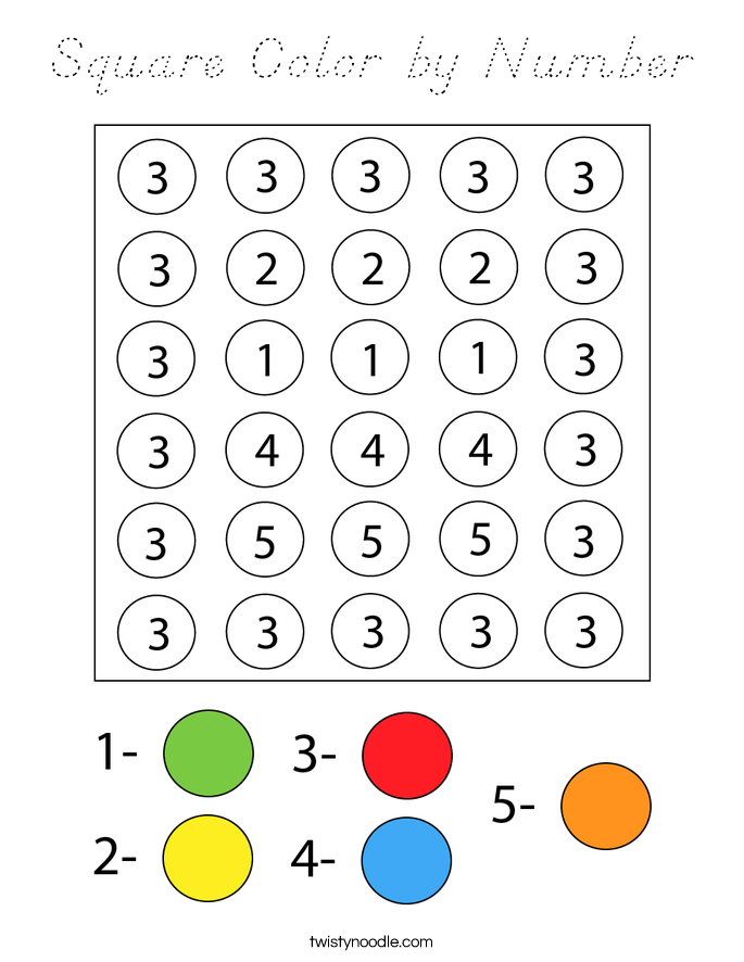Square Color by Number Coloring Page