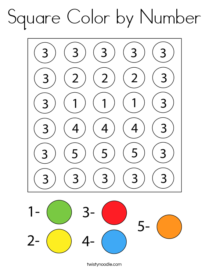 Square Color by Number Coloring Page