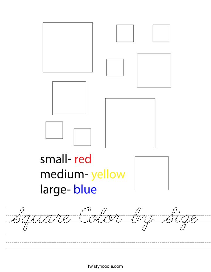Square Color by Size Worksheet