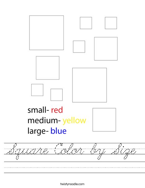 Square Color by Size Worksheet