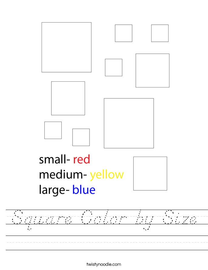 Square Color by Size Worksheet