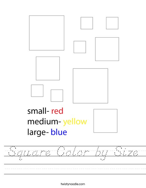 Square Color by Size Worksheet