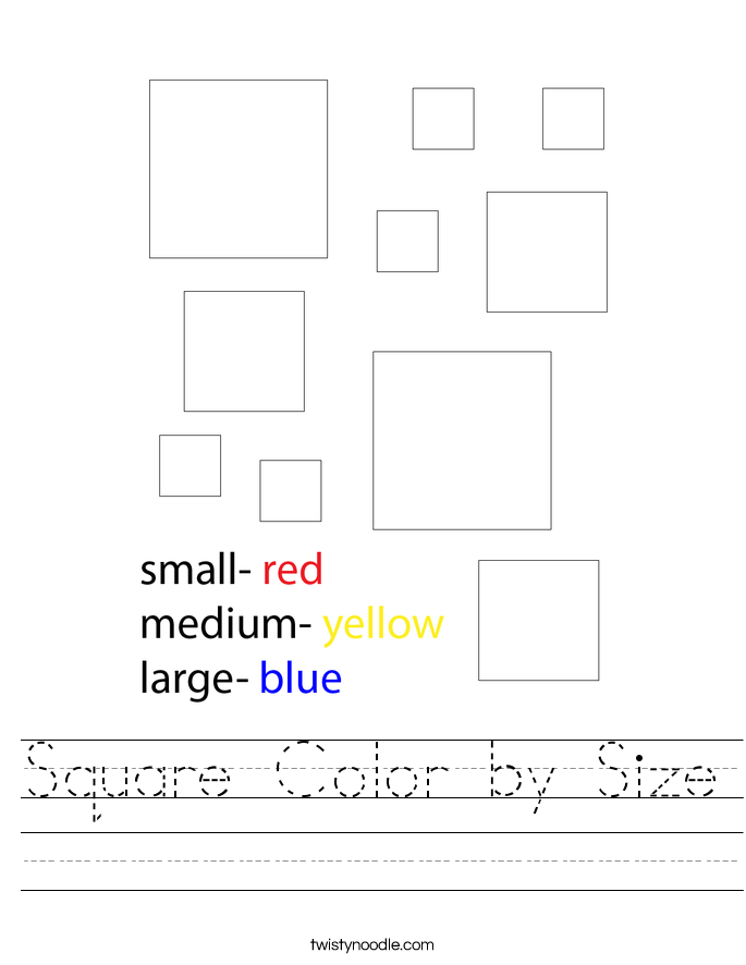 Square Color by Size Worksheet