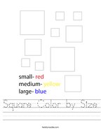 Square Color by Size Handwriting Sheet