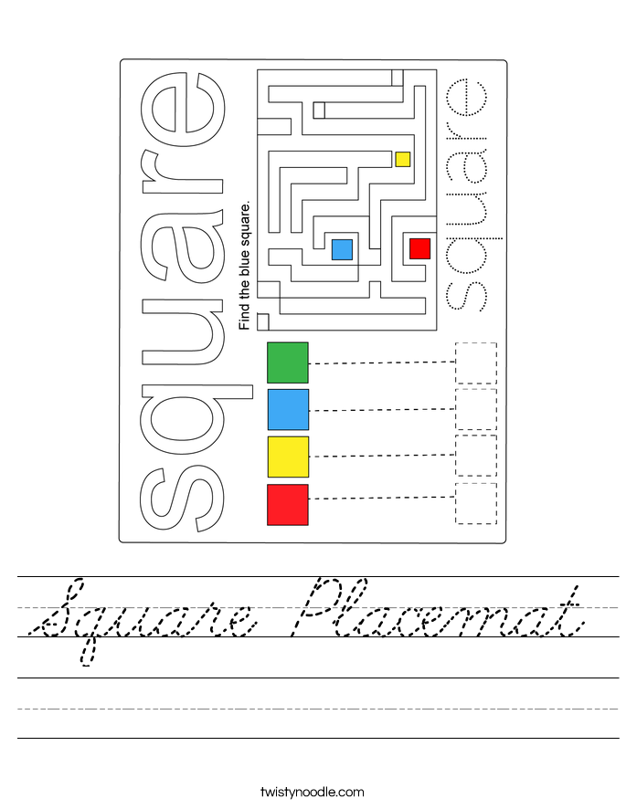 Square Placemat Worksheet