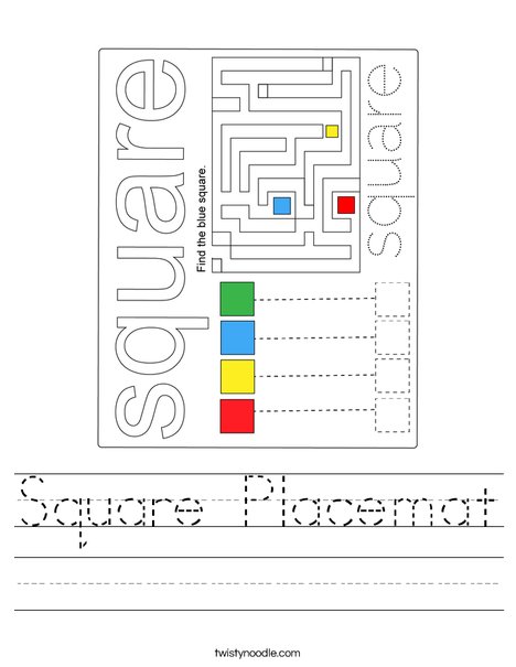 Square Placemat Worksheet