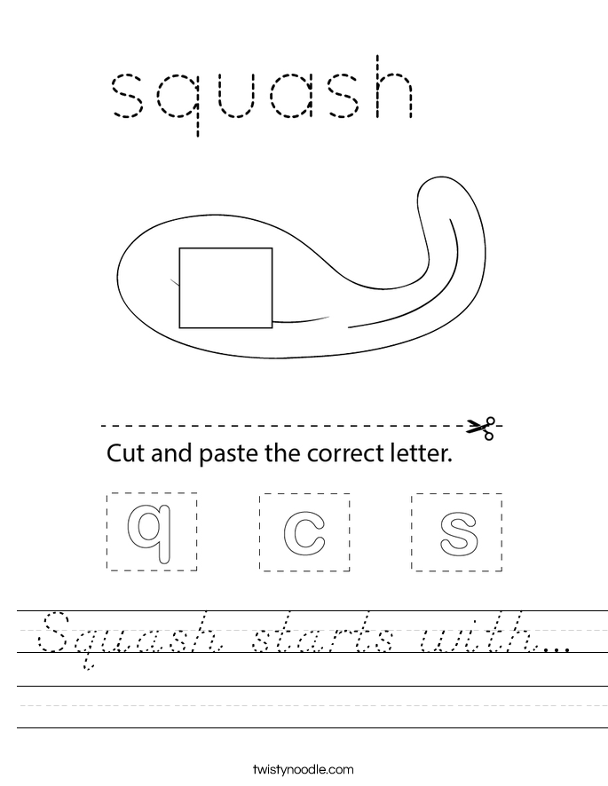 Squash starts with... Worksheet