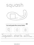 Squash starts with... Worksheet