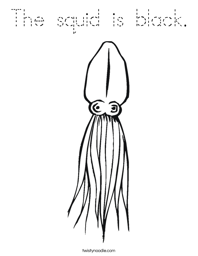The squid is black. Coloring Page