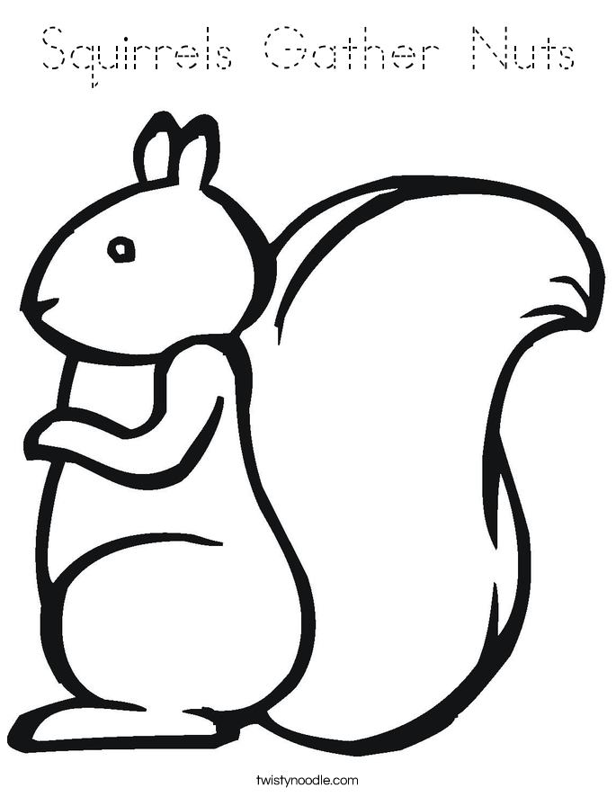 Squirrels Gather Nuts Coloring Page