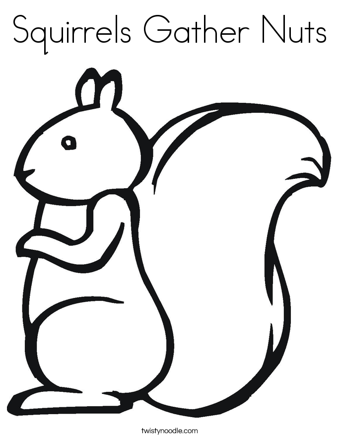 Squirrels Gather Nuts Coloring Page - Twisty Noodle